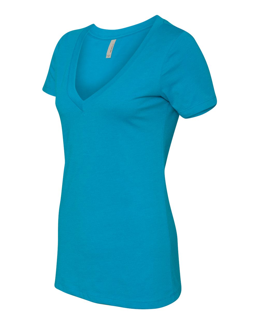 Women’s CVC Deep V-Neck T-Shirt - Side - B51918767 - Turquoise