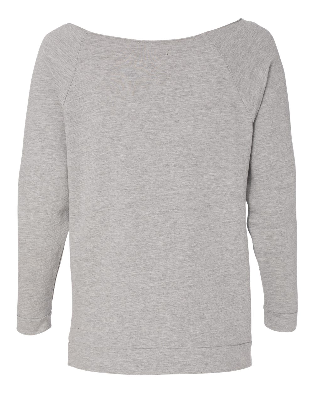 Women's Terry Raw Edge Three-Quarter Sleeve Raglan - Back - B53218583 - Heather Grey