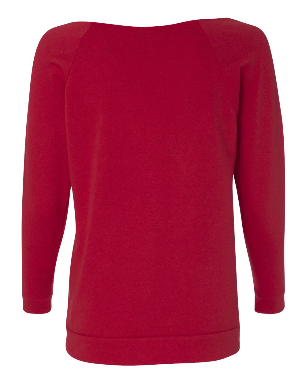 Women's Terry Raw Edge Three-Quarter Sleeve Raglan - Back - B53218703 - Red