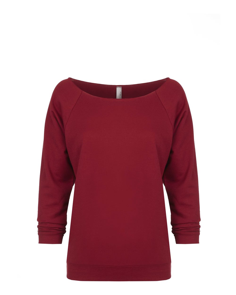 Women's Terry Raw Edge Three-Quarter Sleeve Raglan - Front - B53218523 - Cardinal