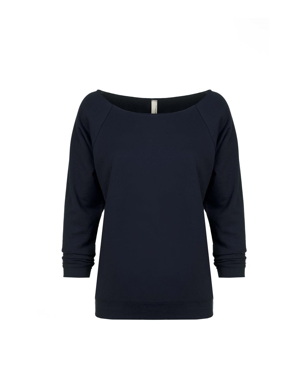 Women's Terry Raw Edge Three-Quarter Sleeve Raglan - Front - B53218653 - Midnight Navy