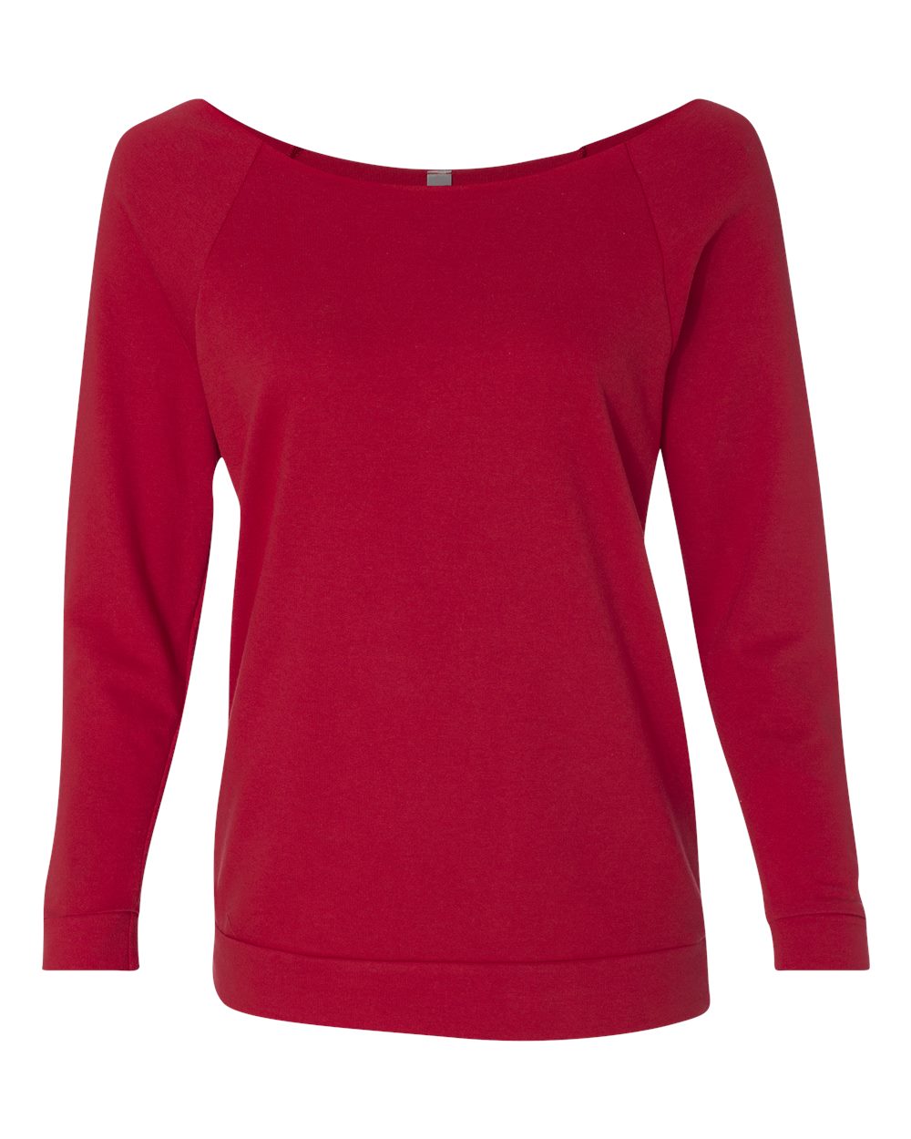 Women's Terry Raw Edge Three-Quarter Sleeve Raglan - Front - B53218703 - Red