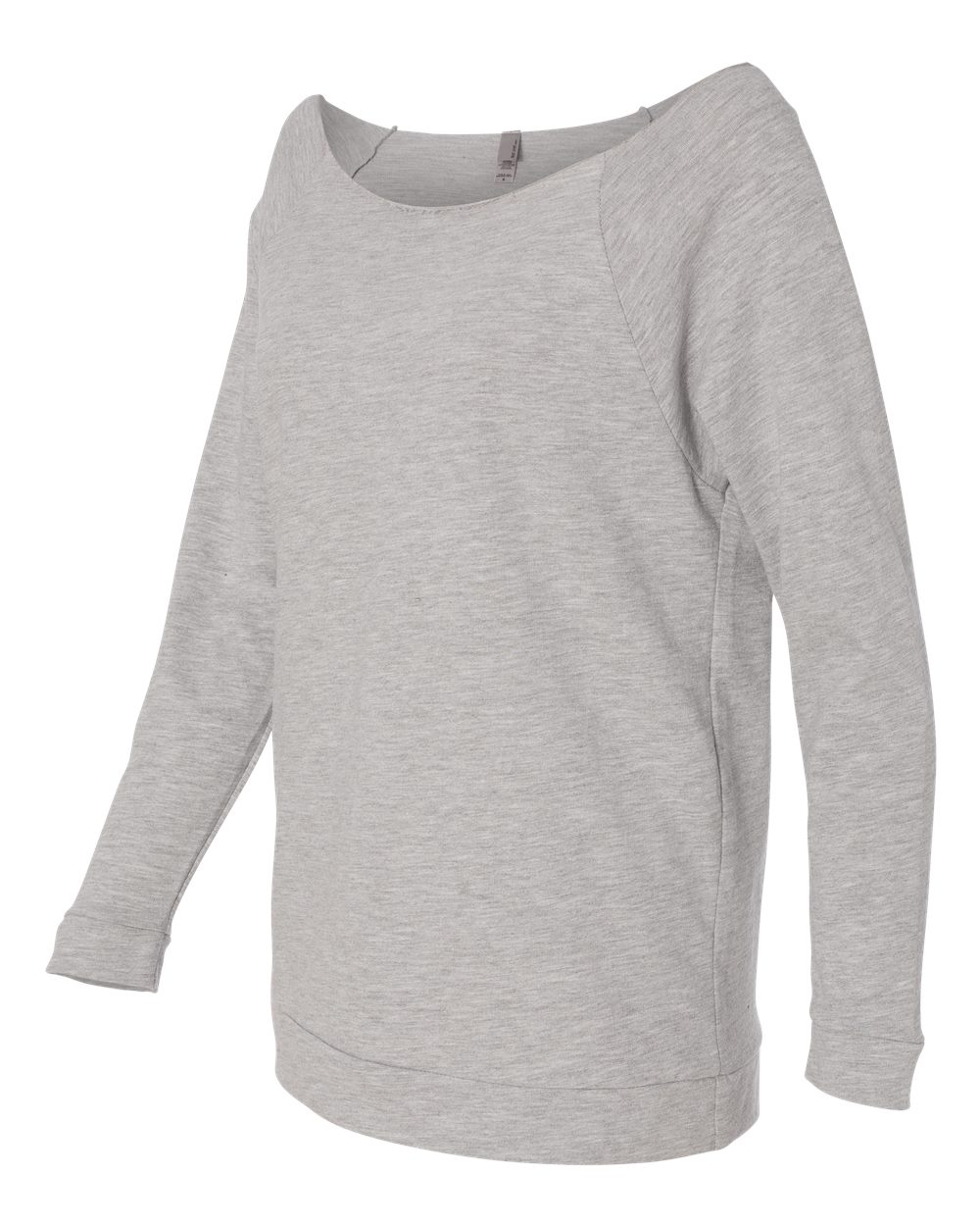 Women's Terry Raw Edge Three-Quarter Sleeve Raglan - Side - B53218583 - Heather Grey