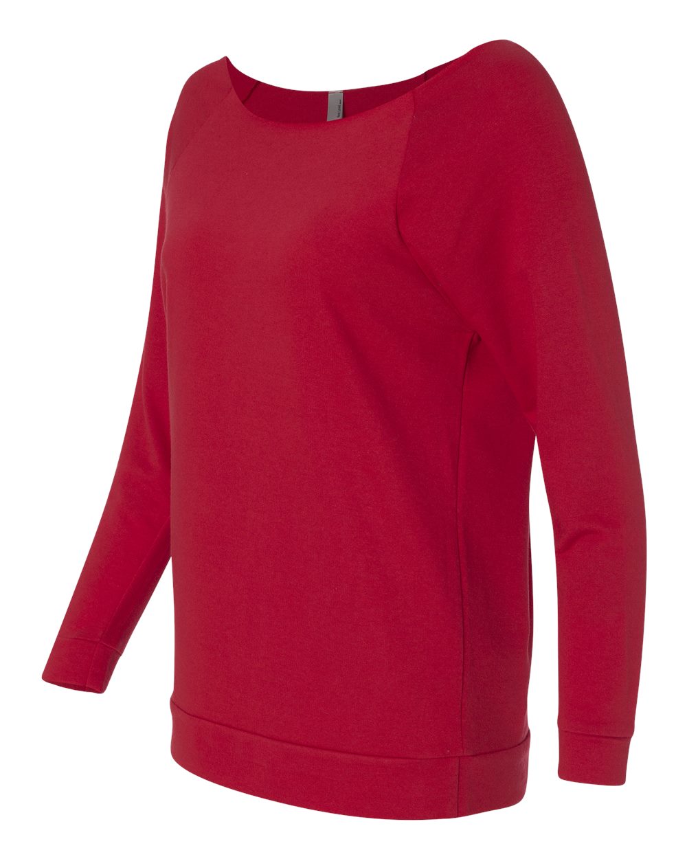 Women's Terry Raw Edge Three-Quarter Sleeve Raglan - Side - B53218703 - Red