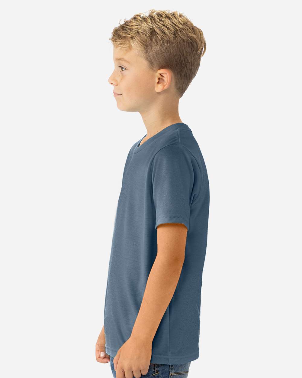 Youth CVC T-Shirt - OnModelSide - B55118202 - Heather Slate Blue