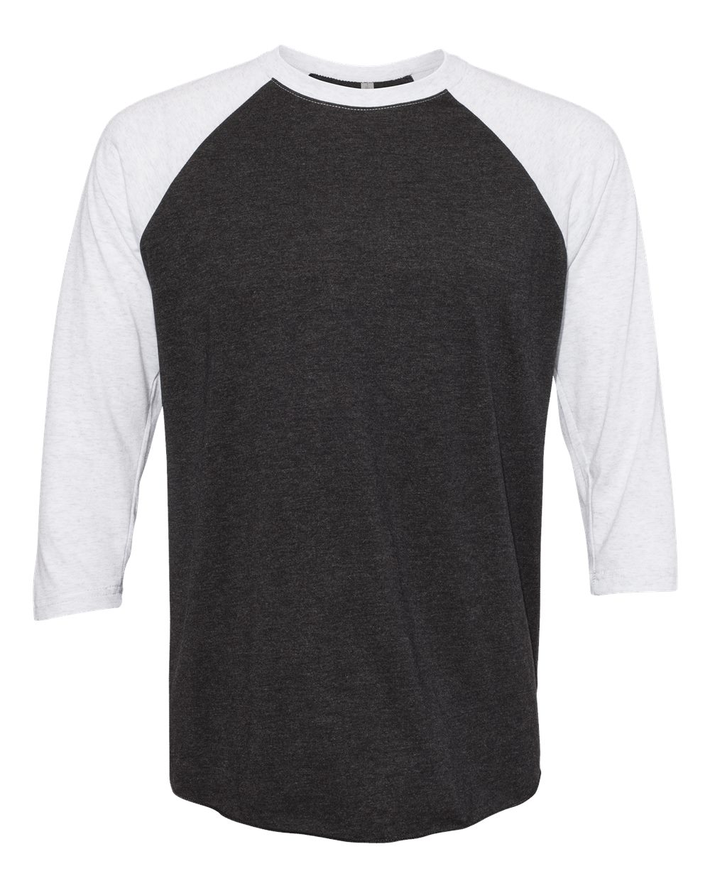 Unisex Triblend Three-Quarter Raglan T-Shirt - Front - B56818002 - Heather White/ Vintage Black