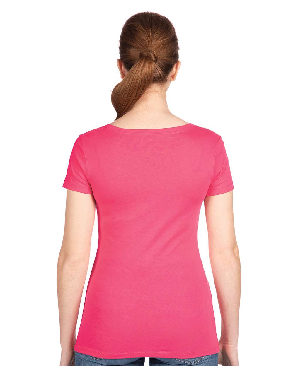 Women's Ideal V-Neck T-Shirt - OnModelBack - B57218312 - Hot Pink