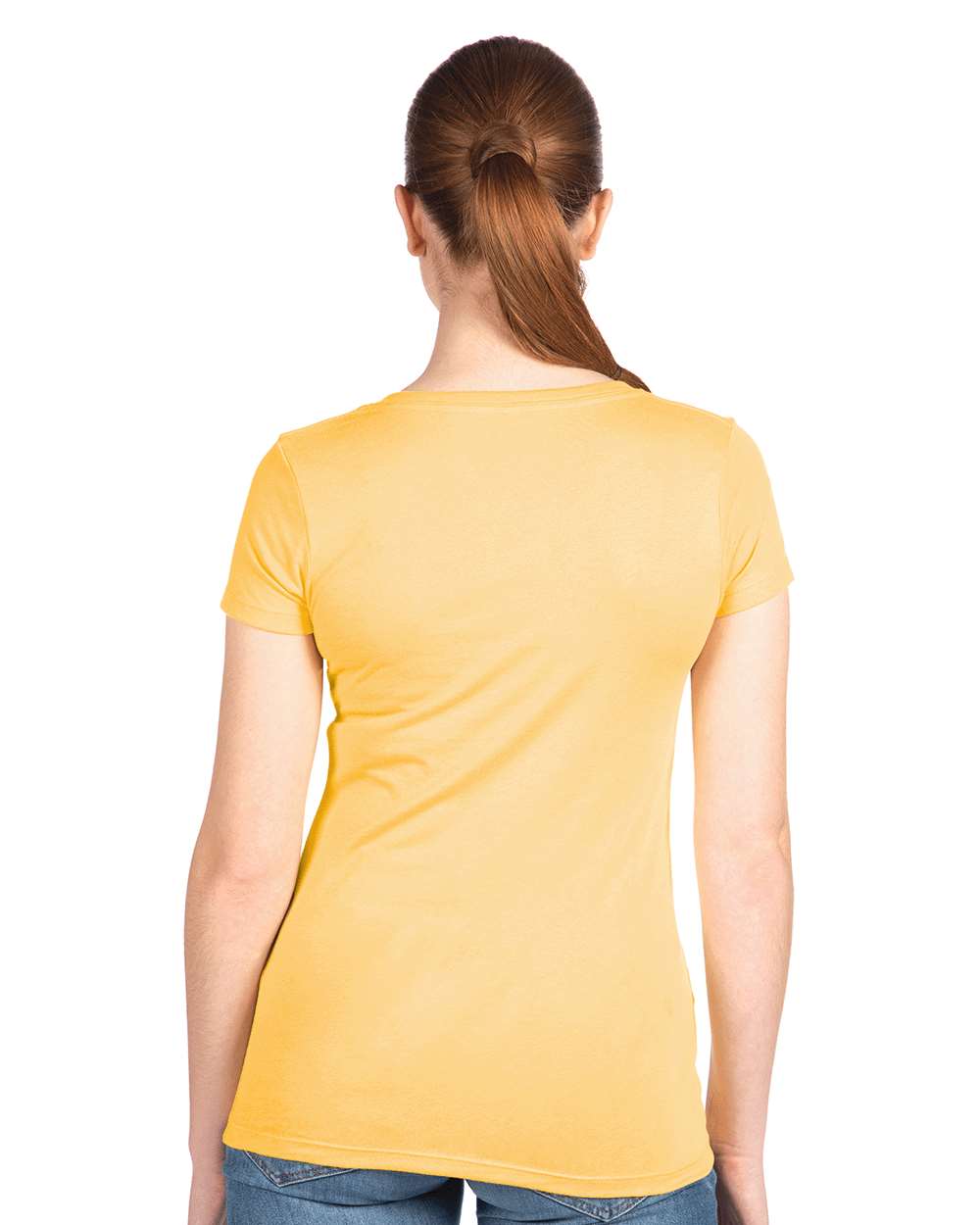 Women's Ideal V-Neck T-Shirt - OnModelBack - B57218402 - Banana Cream