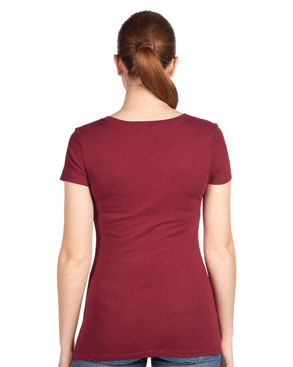 Women's Ideal V-Neck T-Shirt - OnModelBack - B57218522 - Cardinal
