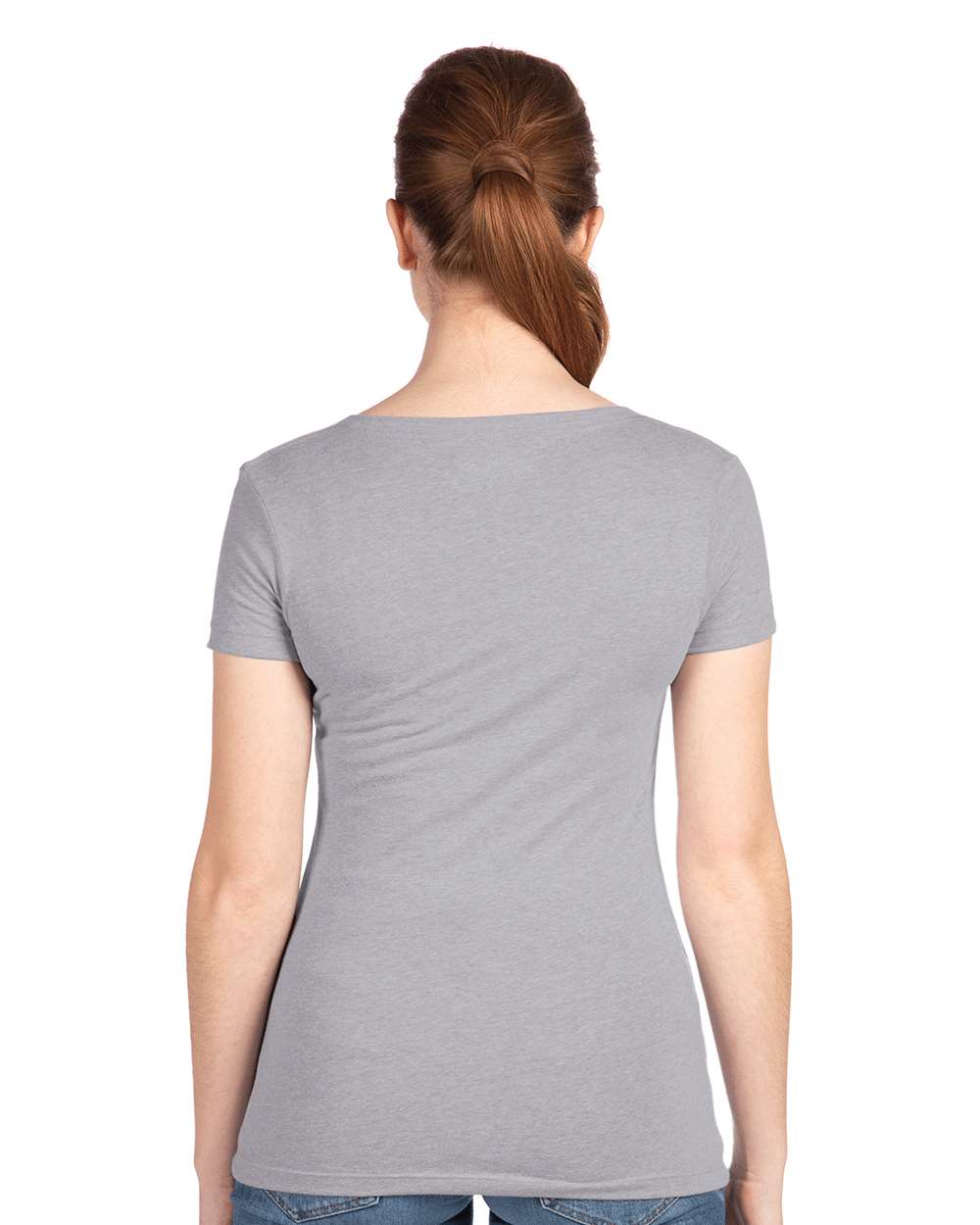 Women's Ideal V-Neck T-Shirt - OnModelBack - B57218582 - Heather Grey