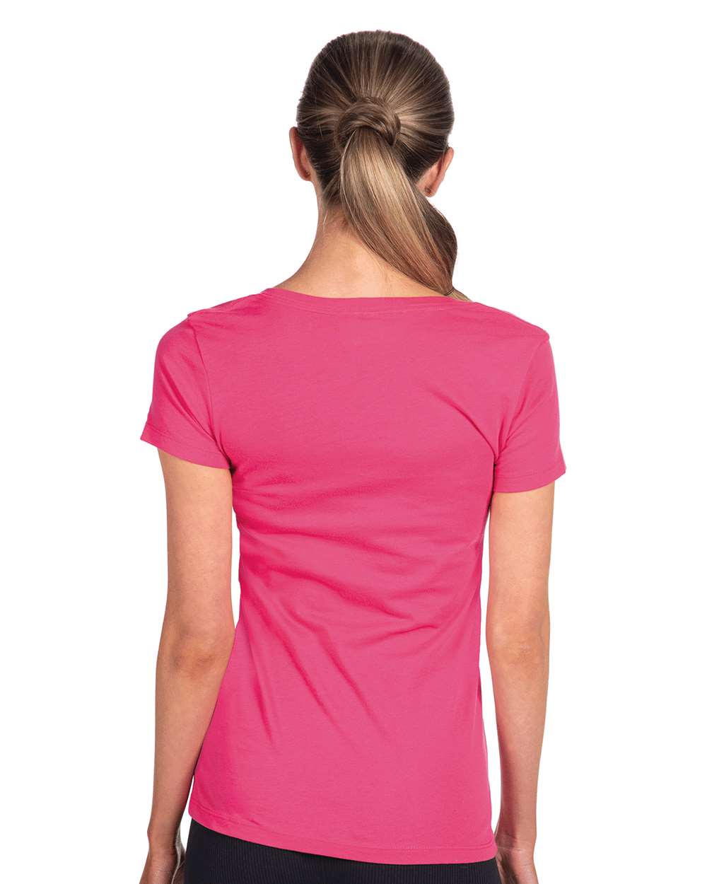 Women's Ideal V-Neck T-Shirt - OnModelBack - B57218692 - Raspberry