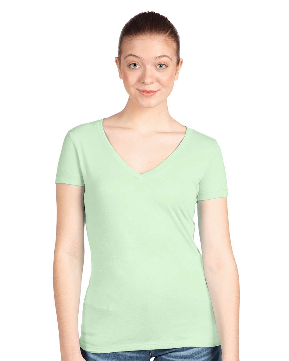 Women's Ideal V-Neck T-Shirt - OnModelFront - B57218112 - Mint
