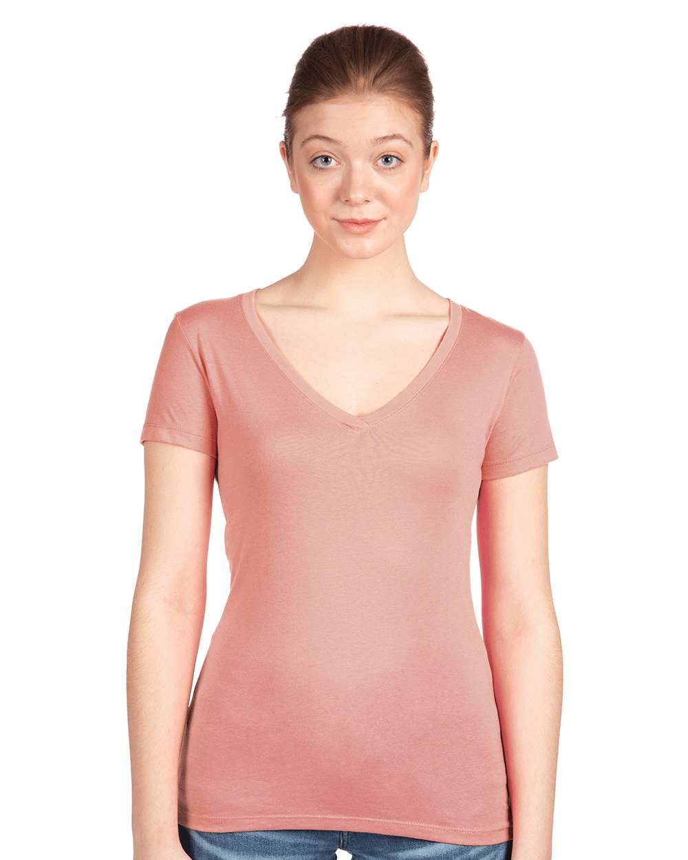 Women's Ideal V-Neck T-Shirt - OnModelFront - B57218302 - Desert Pink