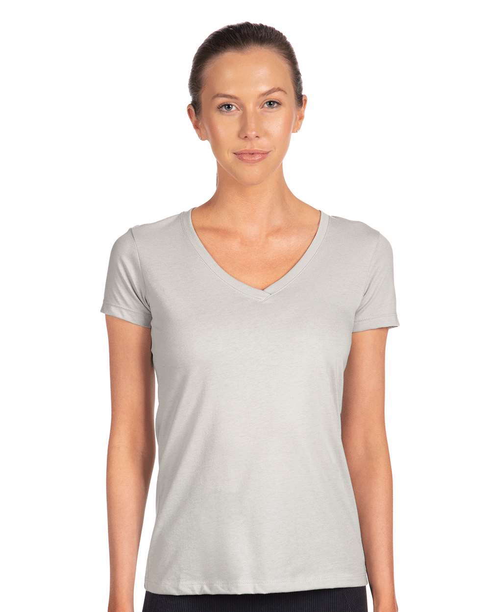 Women's Ideal V-Neck T-Shirt - OnModelFront - B57218352 - Silver