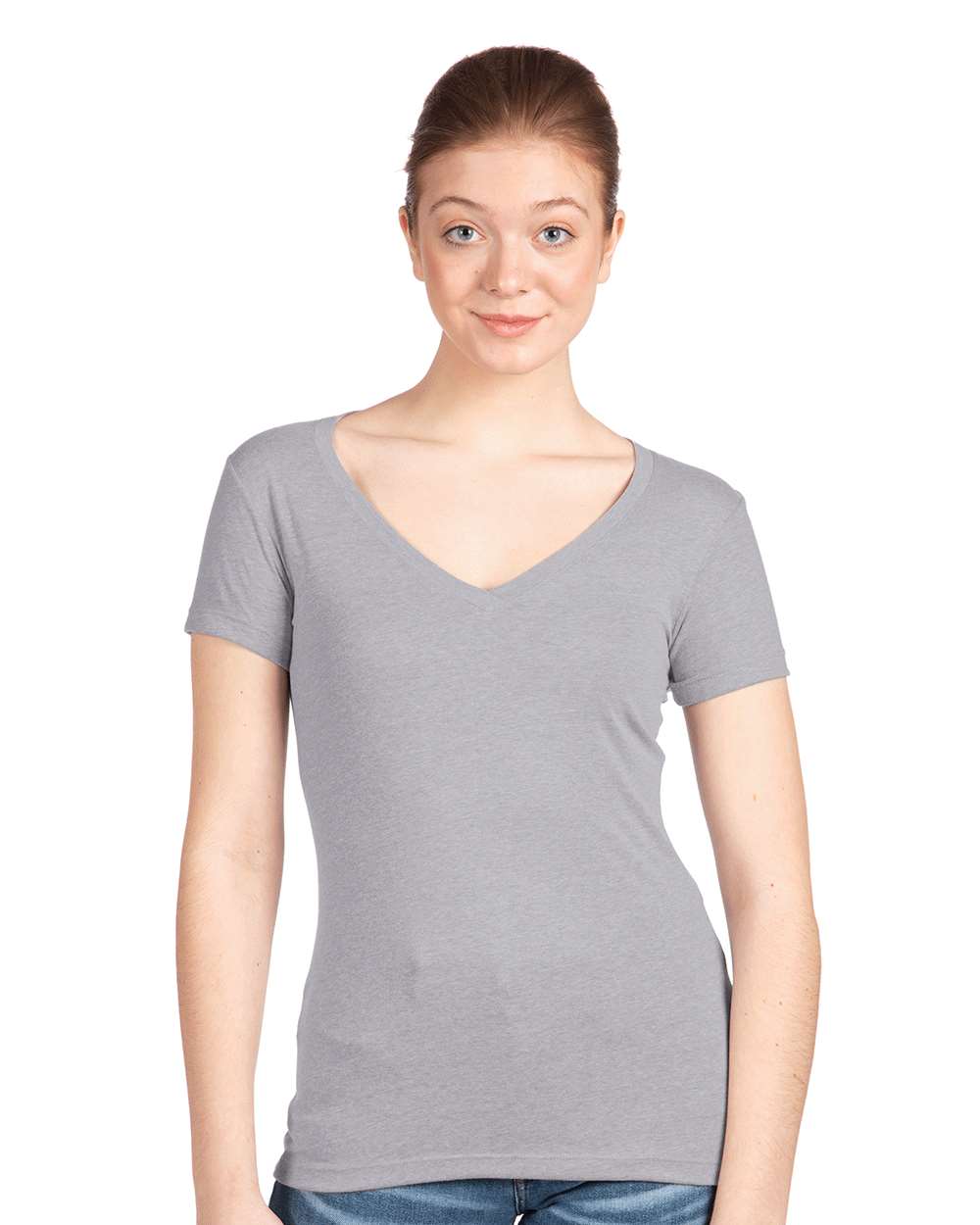 Women's Ideal V-Neck T-Shirt - OnModelFront - B57218582 - Heather Grey