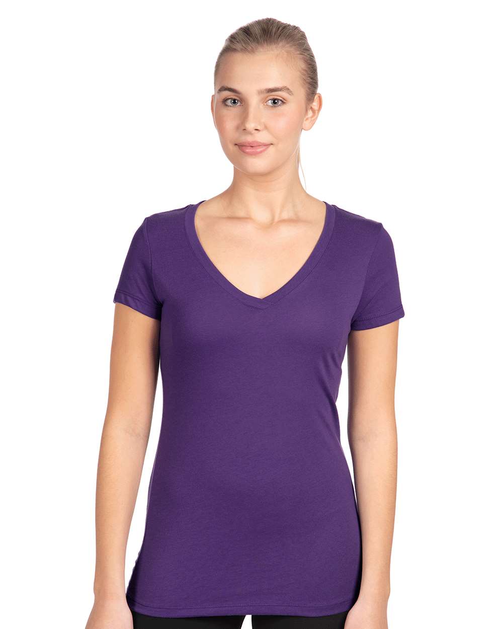 Women's Ideal V-Neck T-Shirt - OnModelFront - B57218672 - Purple Rush