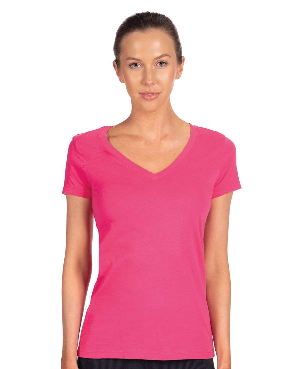 Women's Ideal V-Neck T-Shirt - OnModelFront - B57218692 - Raspberry