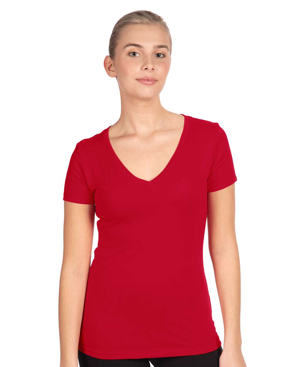 Women's Ideal V-Neck T-Shirt - OnModelFront - B57218702 - Red