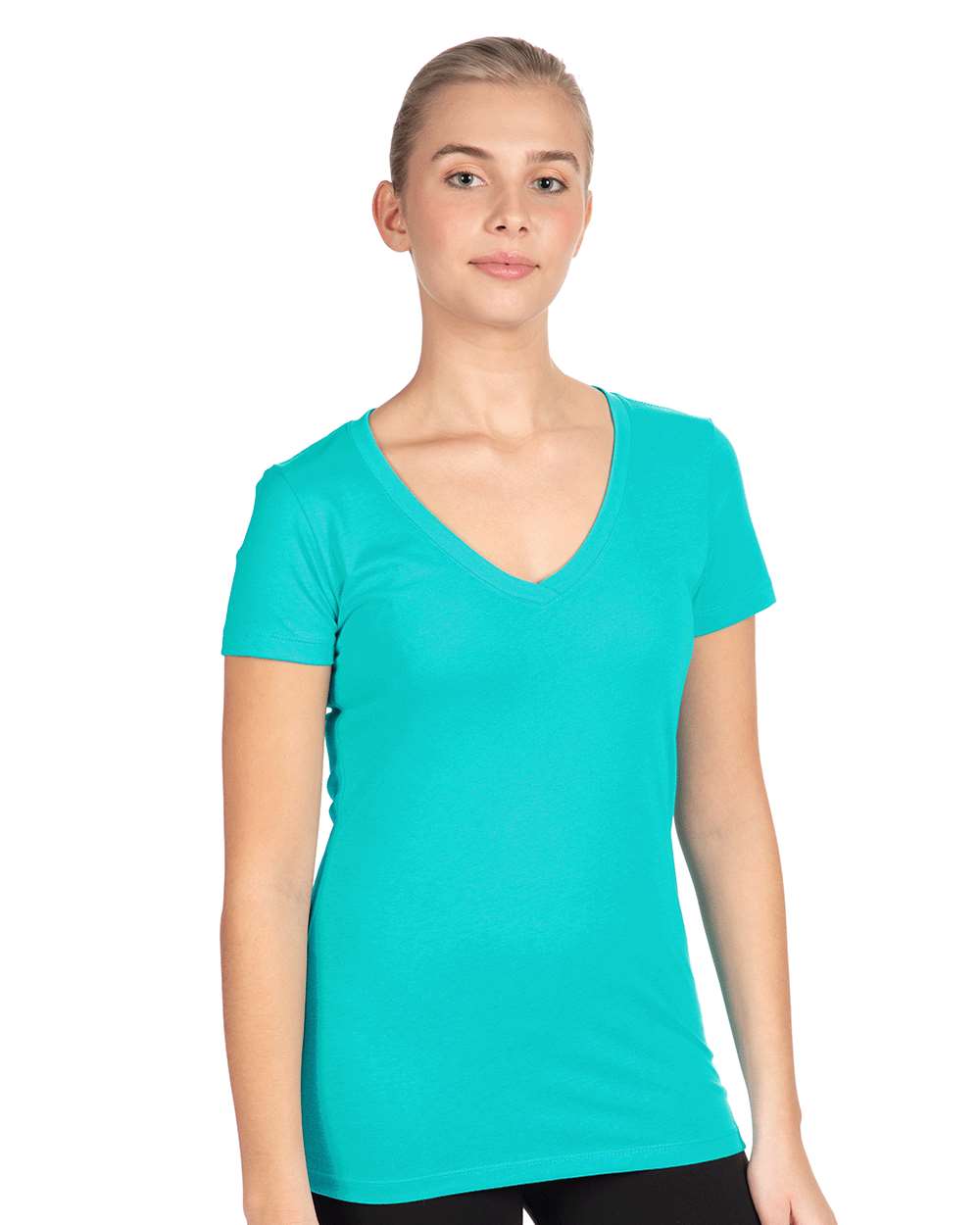 Women's Ideal V-Neck T-Shirt - OnModelFront - B57218972 - Tahiti Blue