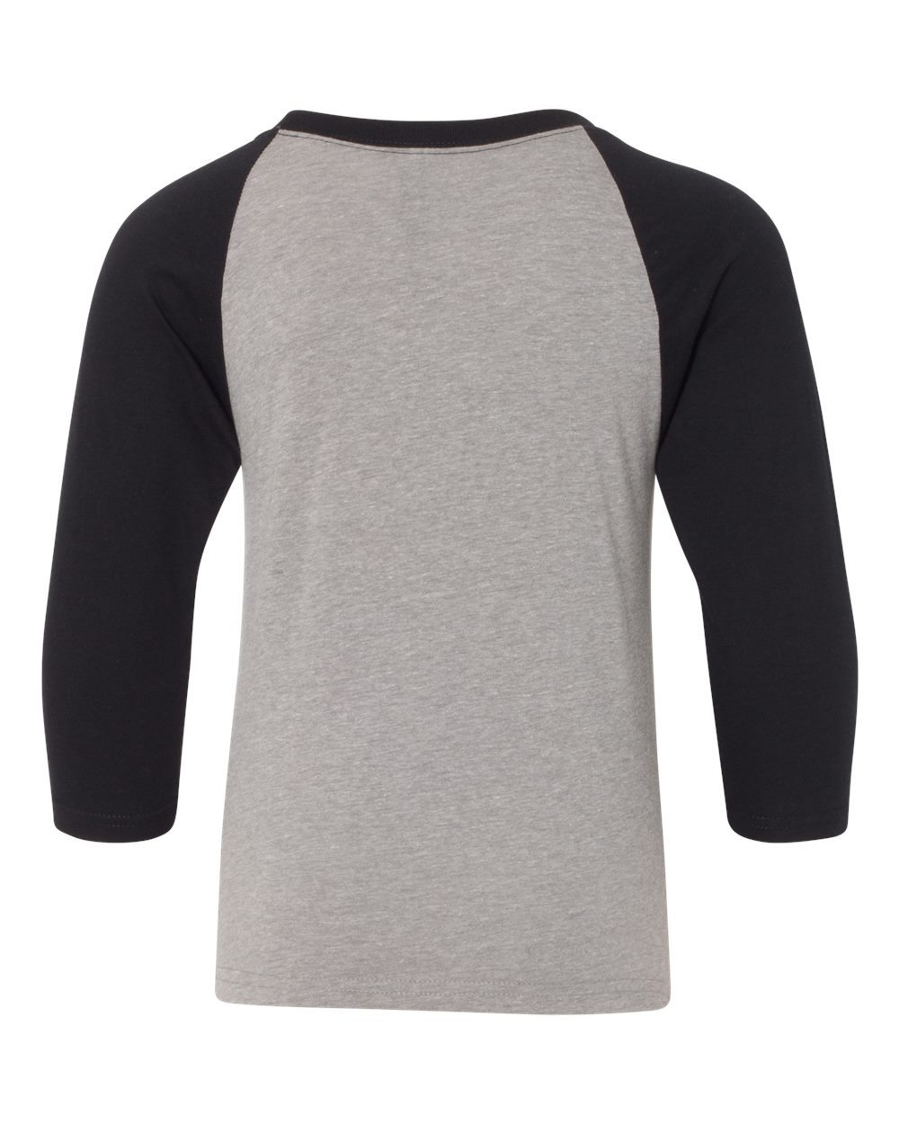 Youth CVC Three-Quarter Sleeve Raglan T-Shirt - Back - B20018502 - Black Sleeves/ Dark Heather Grey Body