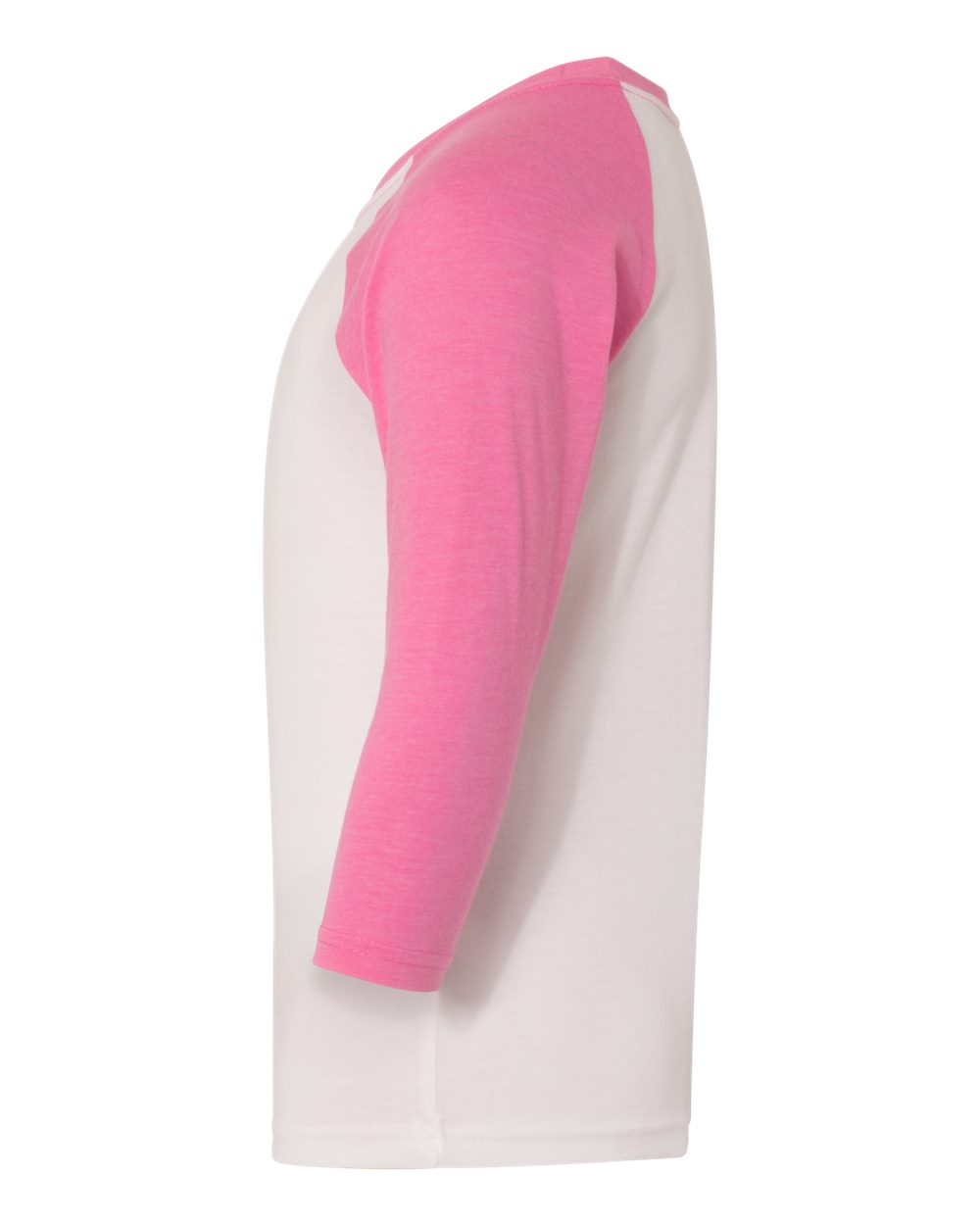 Youth CVC Three-Quarter Sleeve Raglan T-Shirt - DirectSide - B20018316 - Hot Pink Sleeves/ White Body
