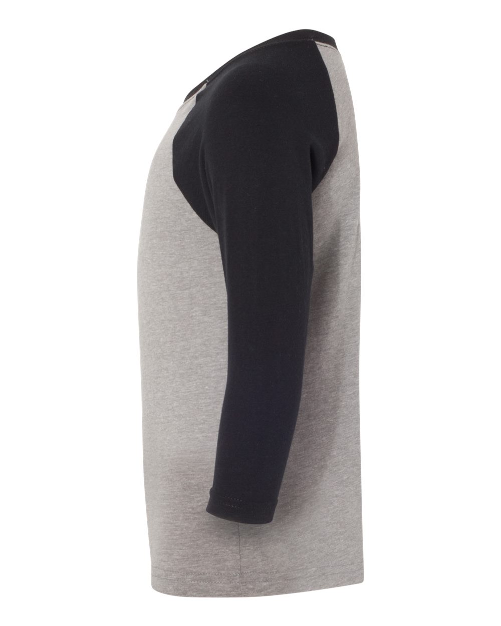 Youth CVC Three-Quarter Sleeve Raglan T-Shirt - DirectSide - B20018502 - Black Sleeves/ Dark Heather Grey Body