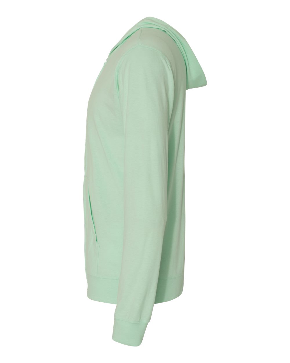 Unisex Sueded Long Sleeve Hooded Full Zip T-Shirt - DirectSide - B26418042 - Mint