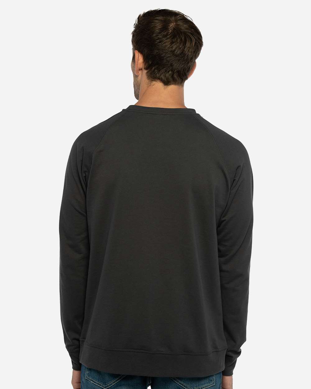 Unisex Laguna Raglan Crewneck Sweatshirt - OnModelBack - B26918012 - Graphite Black