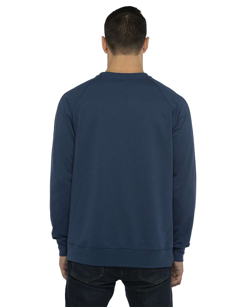 Unisex Laguna Raglan Crewneck Sweatshirt - OnModelBack - B26918252 - Cool Blue