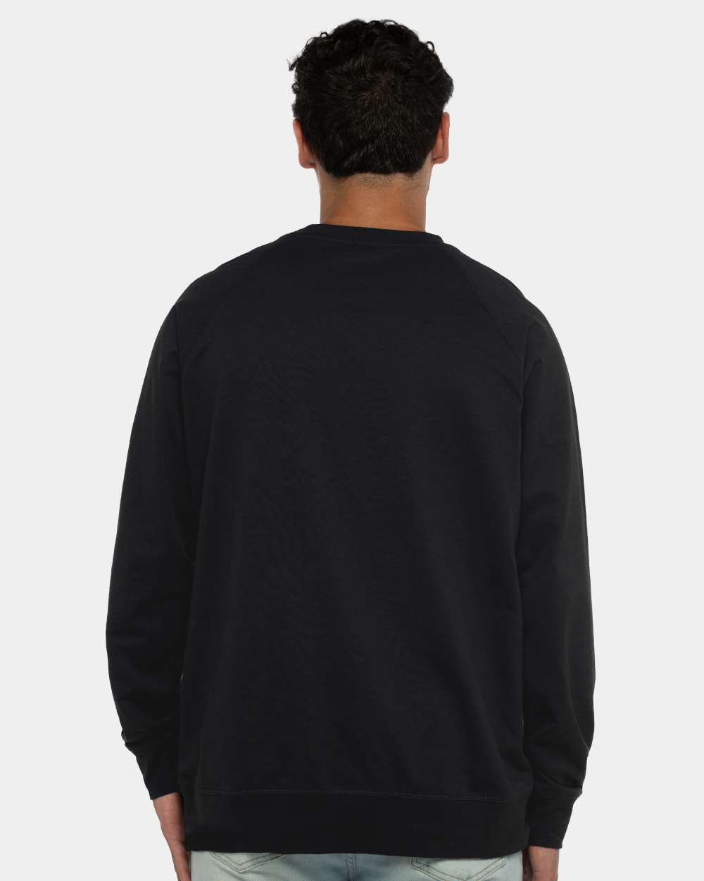 Unisex Laguna Raglan Crewneck Sweatshirt - OnModelBack - B26918502 - Black