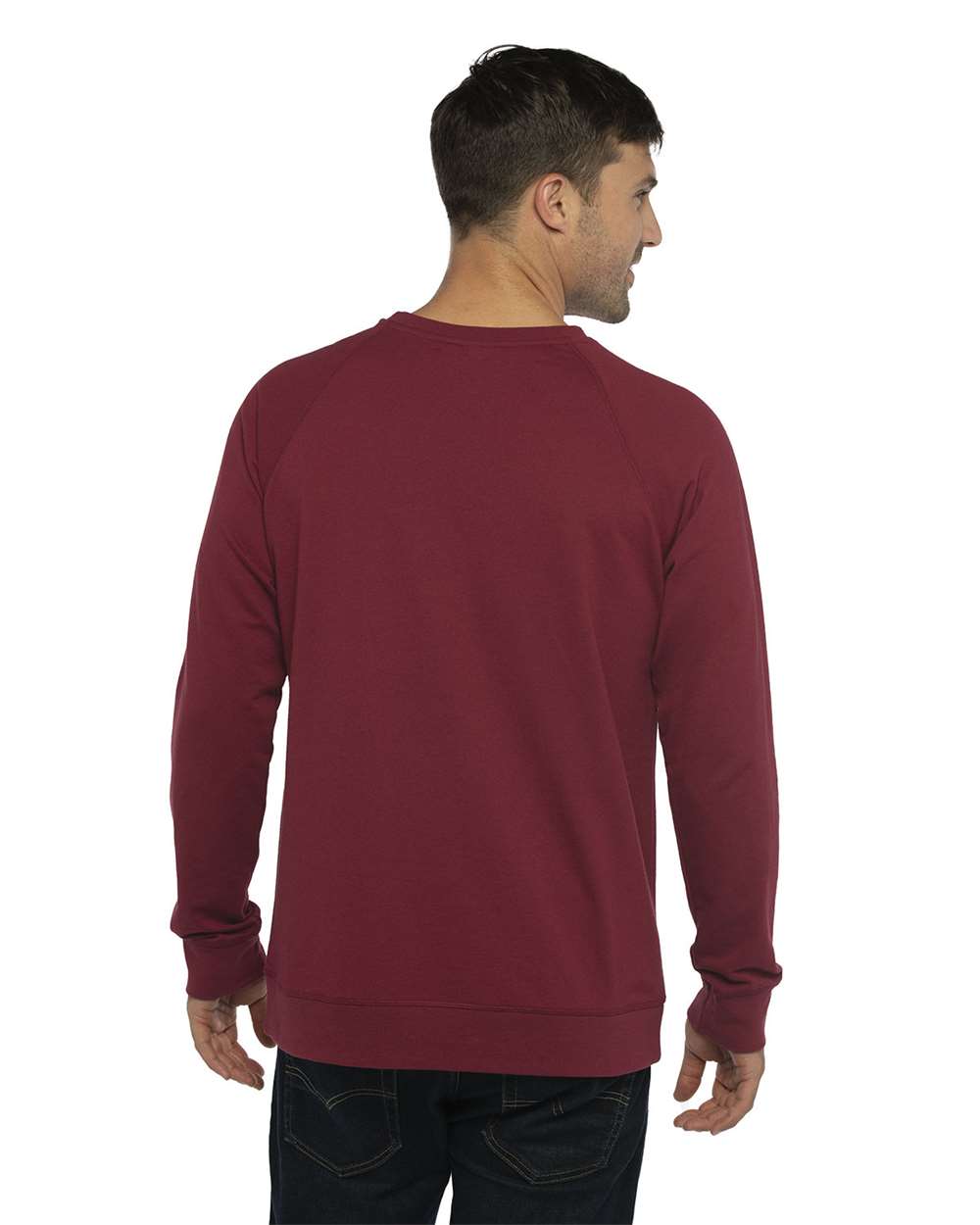 Unisex Laguna Raglan Crewneck Sweatshirt - OnModelBack - B26918712 - Cardinal