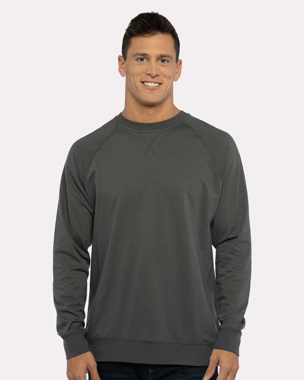 Unisex Laguna Raglan Crewneck Sweatshirt - OnModelFront - B26918092 - Heavy Metal