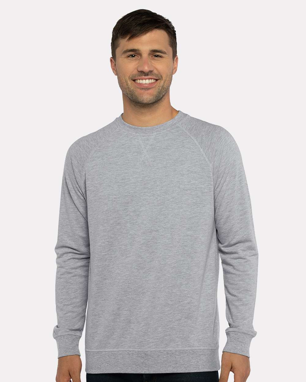 Unisex Laguna Raglan Crewneck Sweatshirt - OnModelFront - B26918582 - Heather Grey