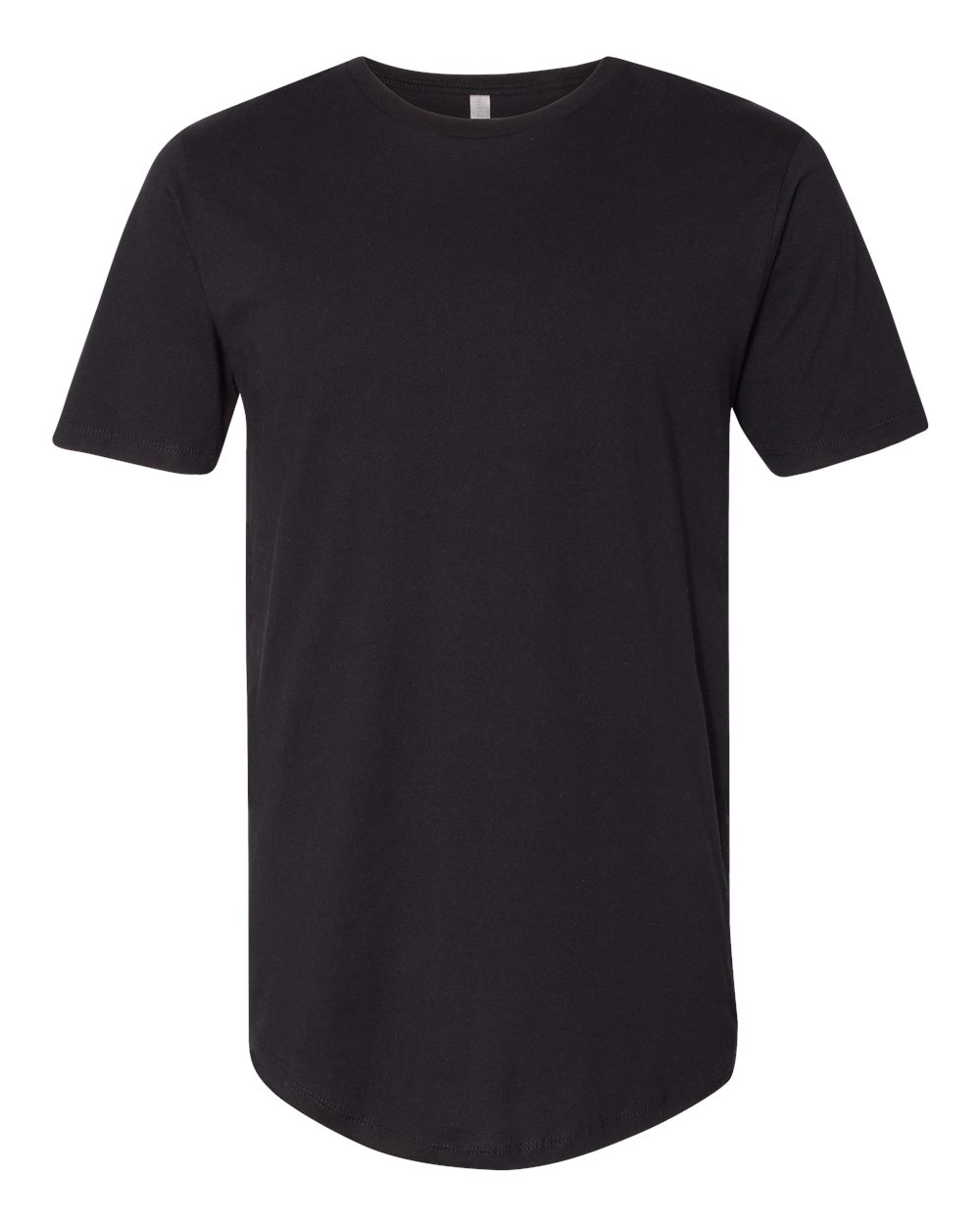 Men's Cotton Long Body T-Shirt - Front - B38618502 - Black