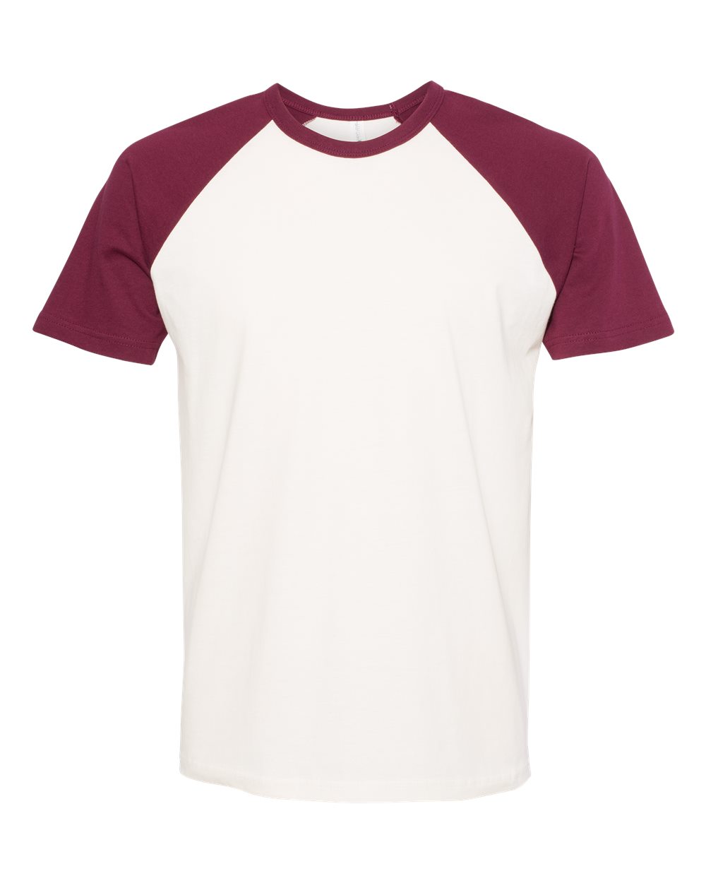 Unisex Cotton Raglan T-Shirt - Front - B21518532 - Maroon/ Natural