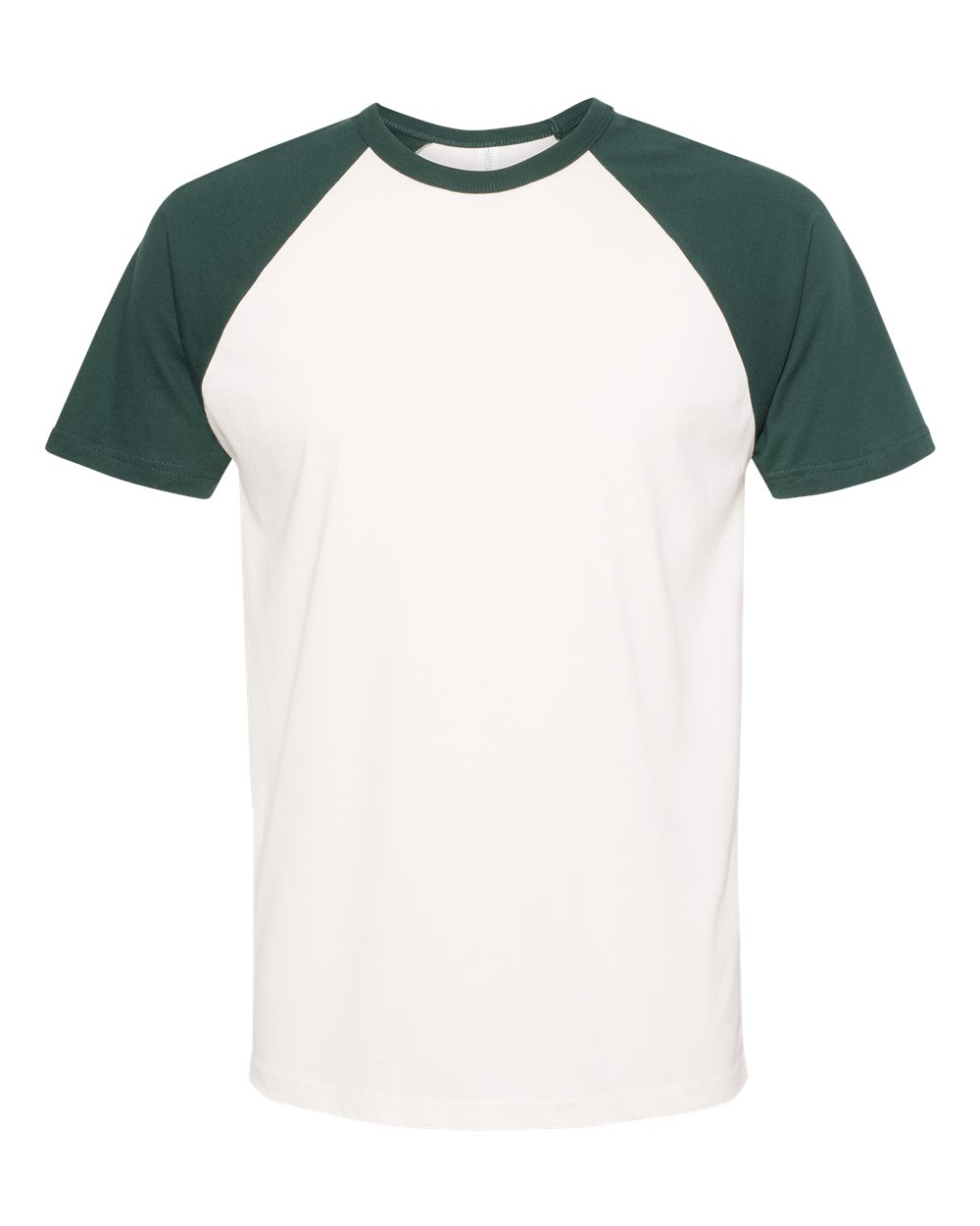 Unisex Cotton Raglan T-Shirt - Front - B21518542 - Forest Green/ Natural