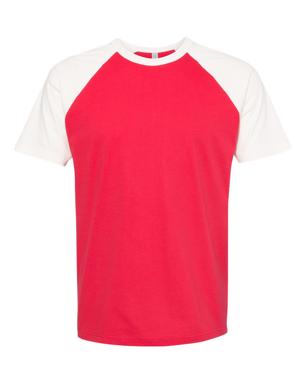Unisex Cotton Raglan T-Shirt - Front - B21518702 - Natural/ Red