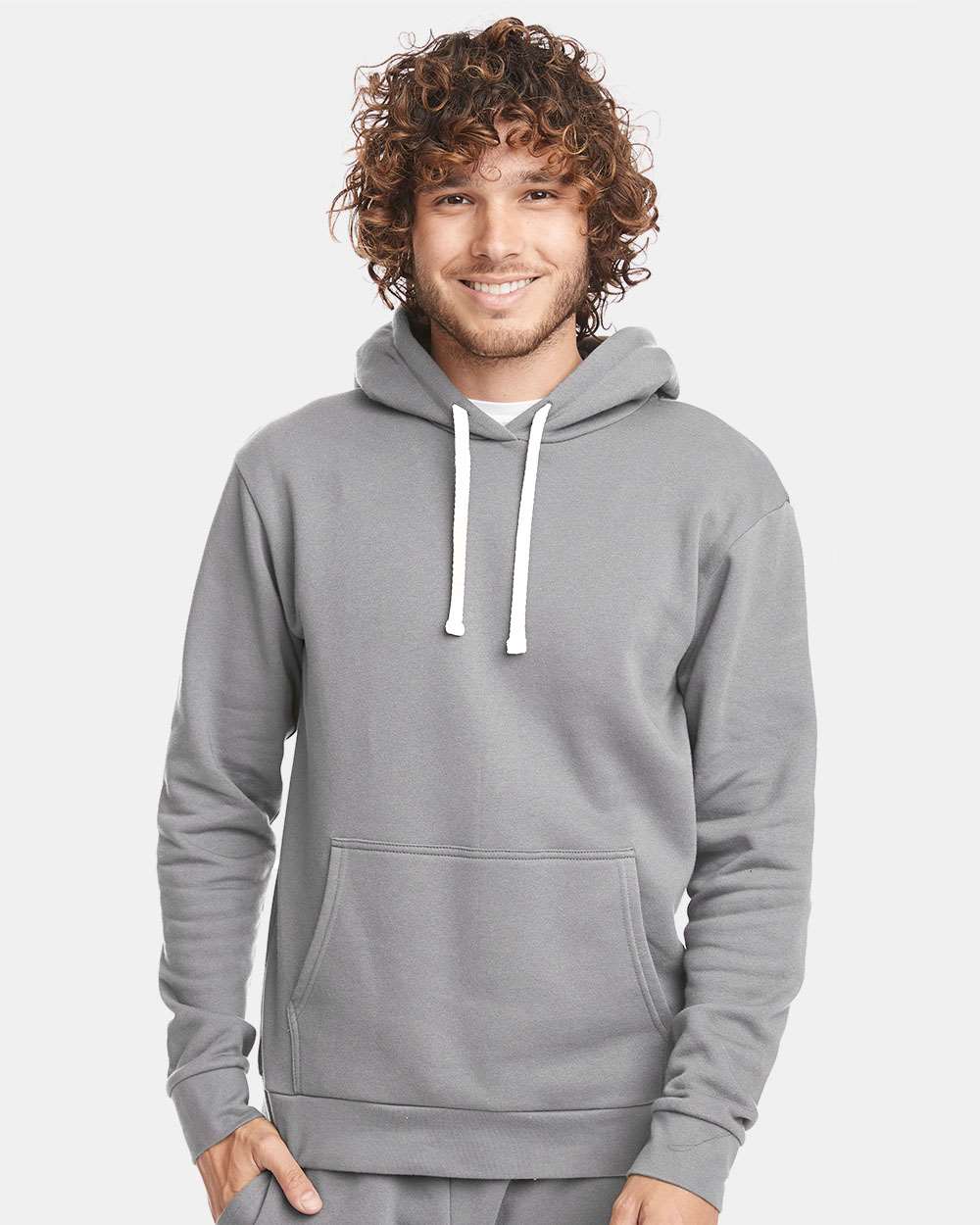 Unisex Santa Barbara Hoodie Sweatshirt - OnModelFront - B21118352 - Lead Grey