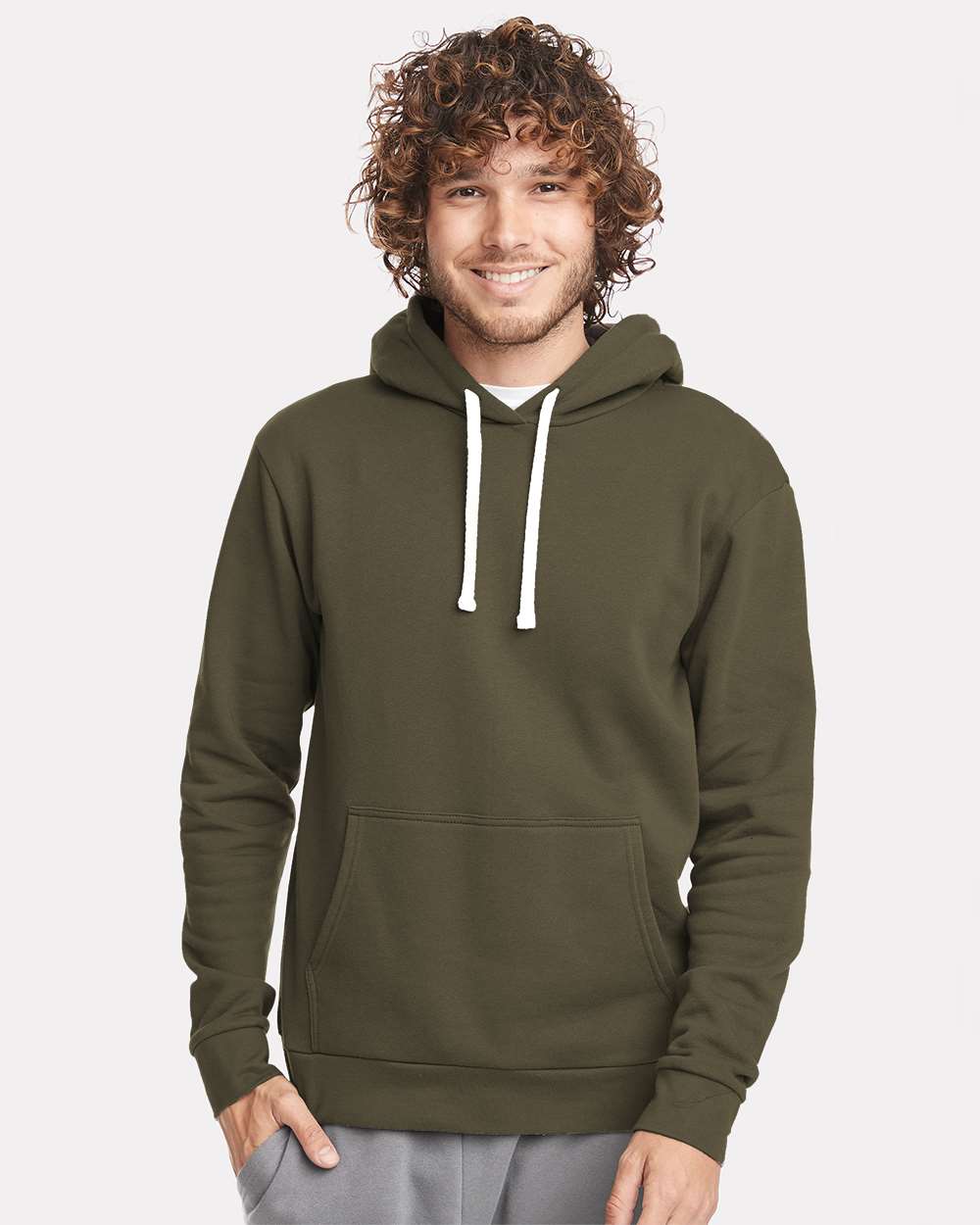 Unisex Santa Barbara Hoodie Sweatshirt - OnModelFront - B21118552 - Military Green