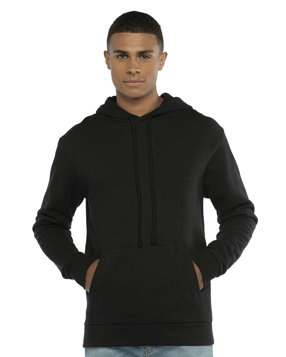 Unisex Santa Barbara Hoodie Sweatshirt - OnModelFront - B21118562 - Black/ Black