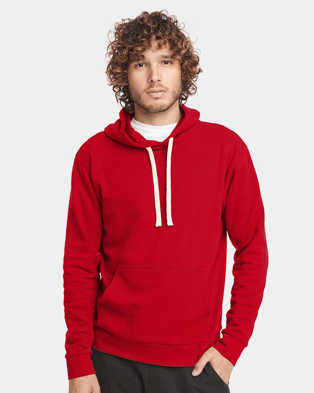 Unisex Santa Barbara Hoodie Sweatshirt - OnModelFront - B21118702 - Red