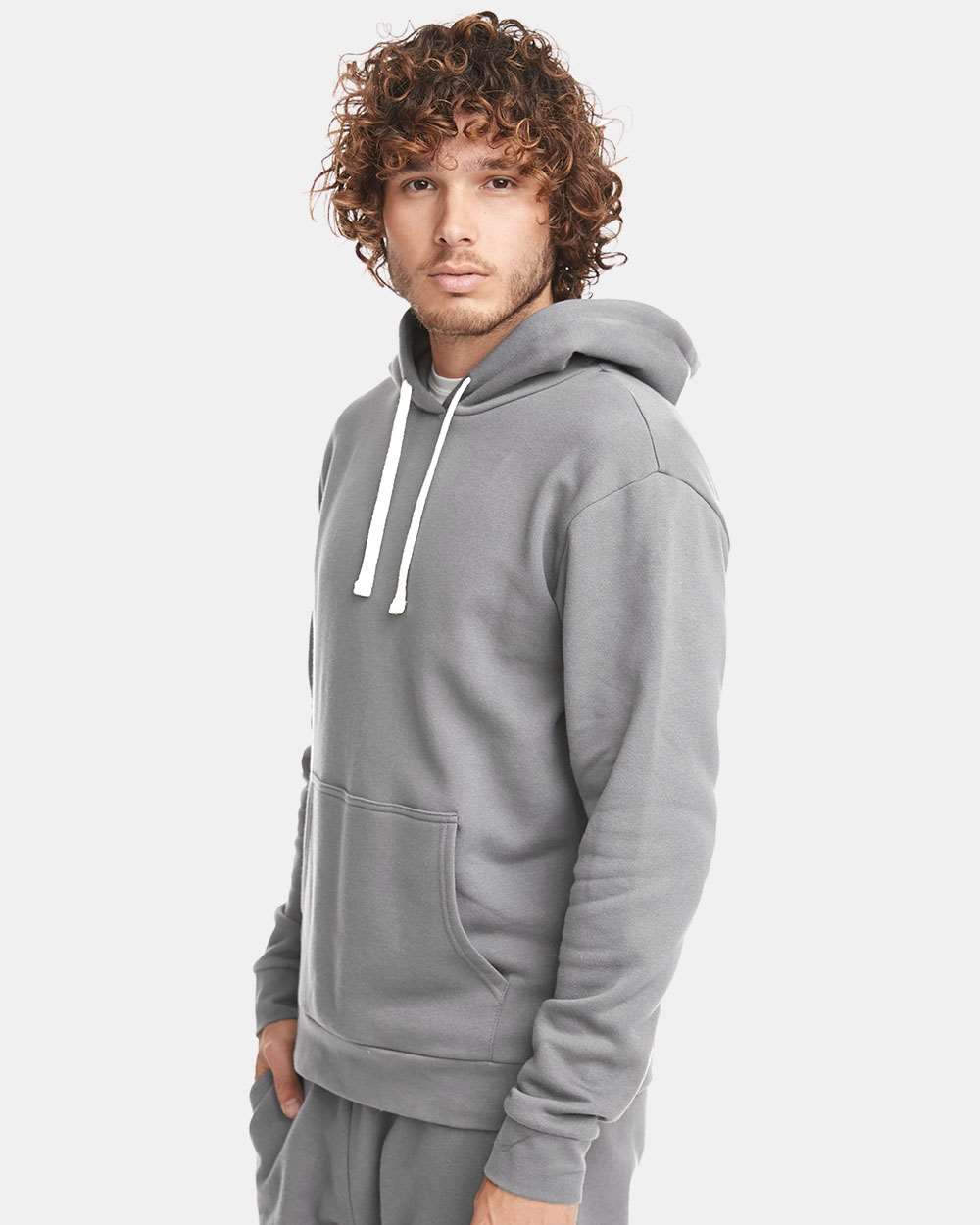 Unisex Santa Barbara Hoodie Sweatshirt - OnModelSide - B21118352 - Lead Grey
