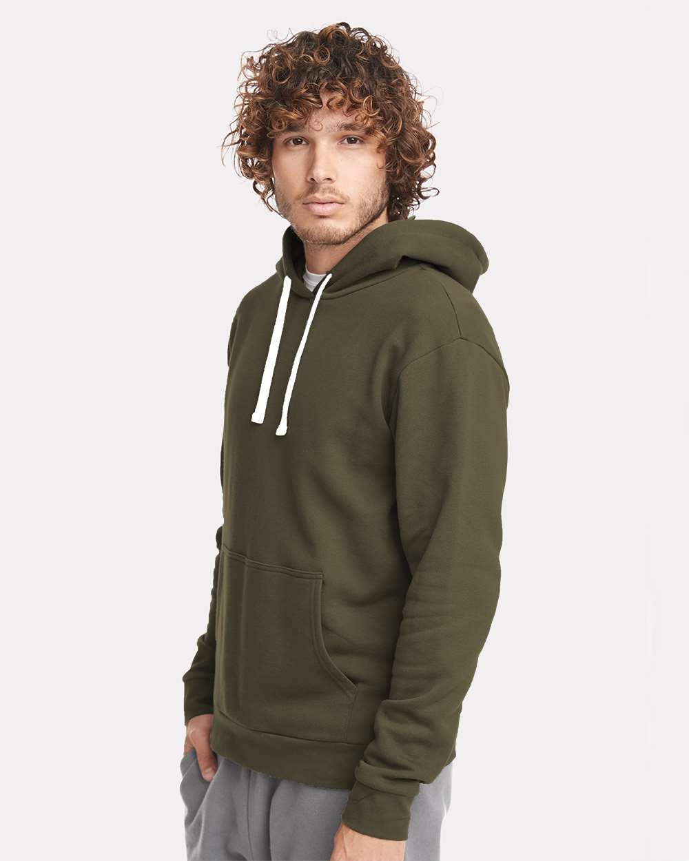 Unisex Santa Barbara Hoodie Sweatshirt - OnModelSide - B21118552 - Military Green