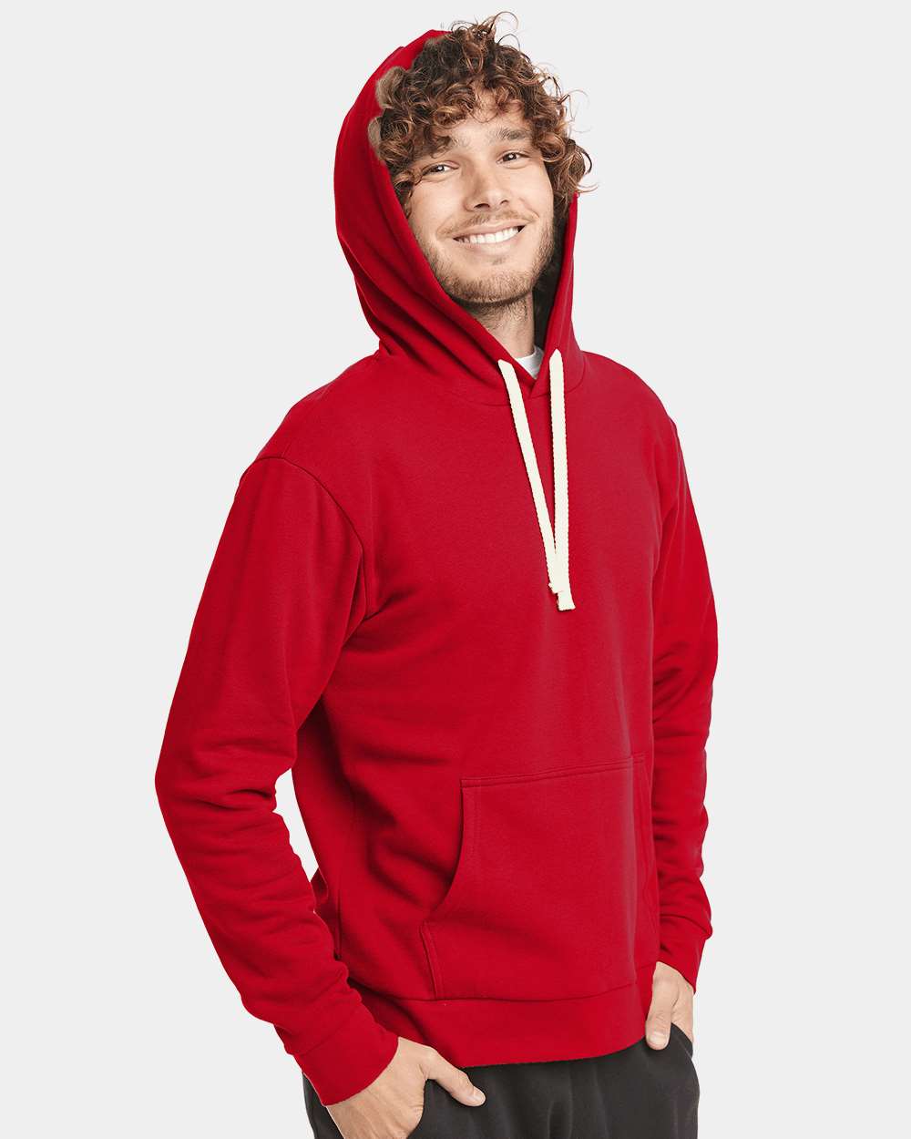 Unisex Santa Barbara Hoodie Sweatshirt - OnModelSide - B21118702 - Red