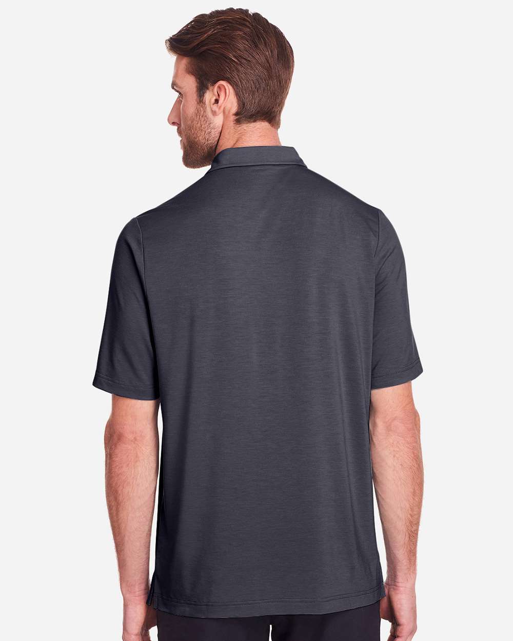 Men's JAQ Snap-Up Stretch Performance Polo - OnModelBack - B157D3593 - Carbon