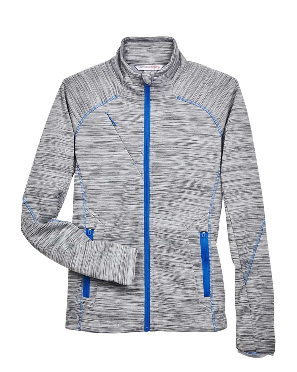 Women's Flux Mélange Bonded Fleece Jacket - Front - B245D3022 - Platinum/ Olympic Blue