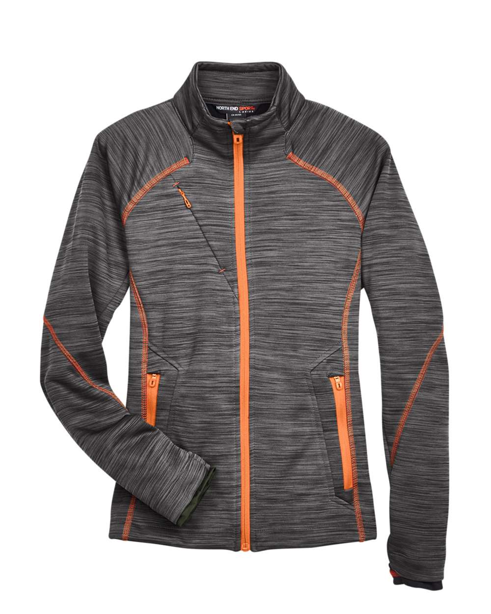 Women's Flux Mélange Bonded Fleece Jacket - Front - B245D3122 - Carbon/ Orange Soda