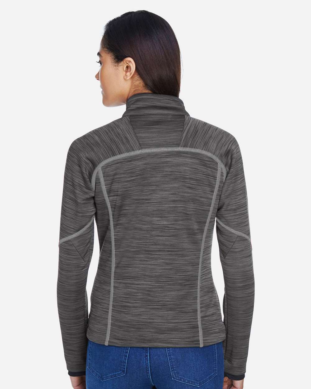 Women's Flux Mélange Bonded Fleece Jacket - OnModelBack - B245D3102 - Carbon/ Black