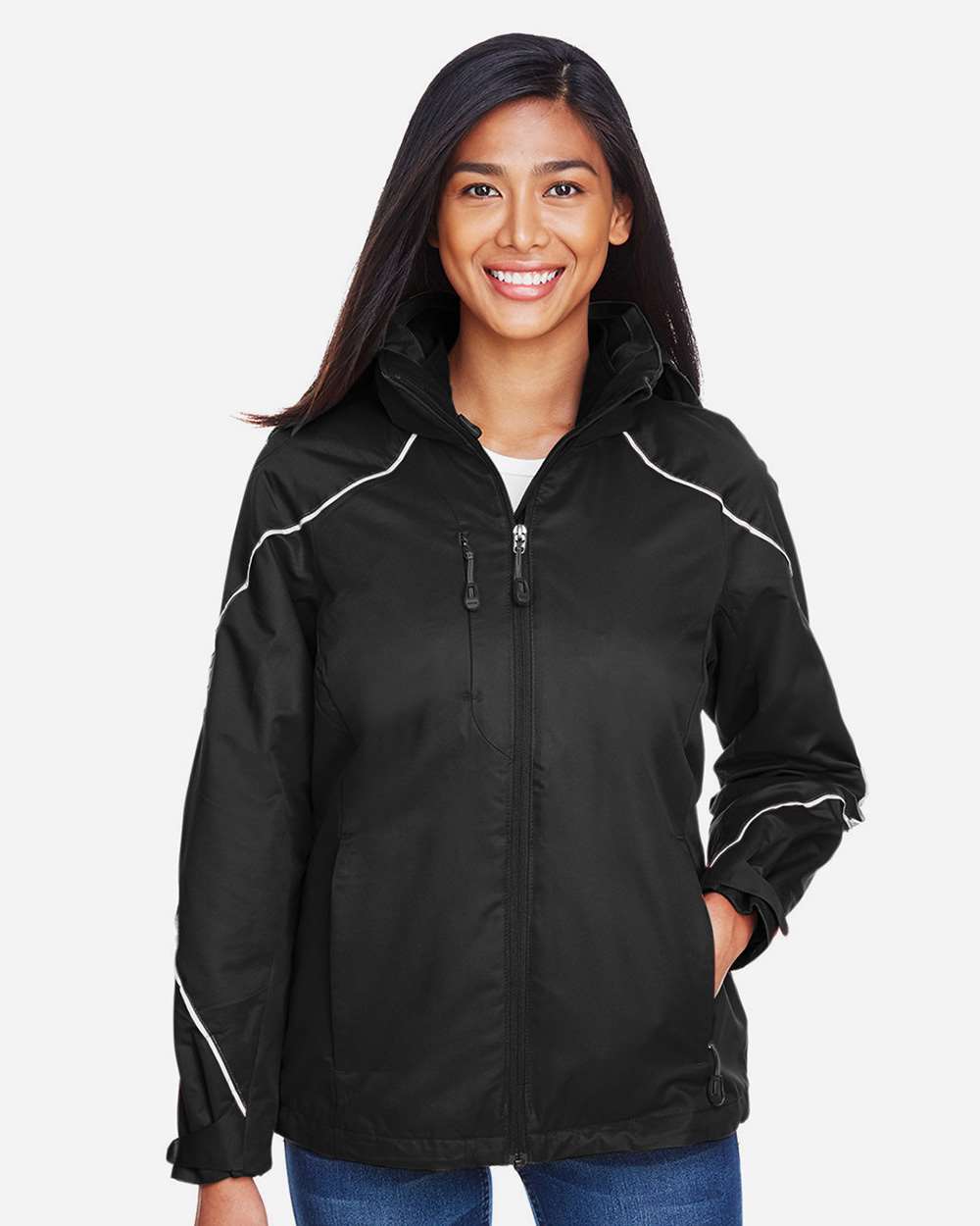 Women's Angle 3-in-1 Jacket with Bonded Fleece Liner - OnModelFront - B120D3502 - Black