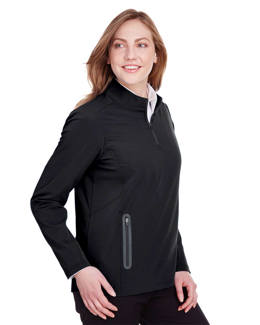 Women's Quest Stretch Quarter-Zip Pullover - OnModelSide - B173D3508 - Black/ Carbon